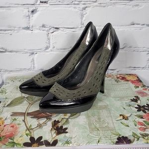 Kurt Geiger Suede and Patent Platform Heels